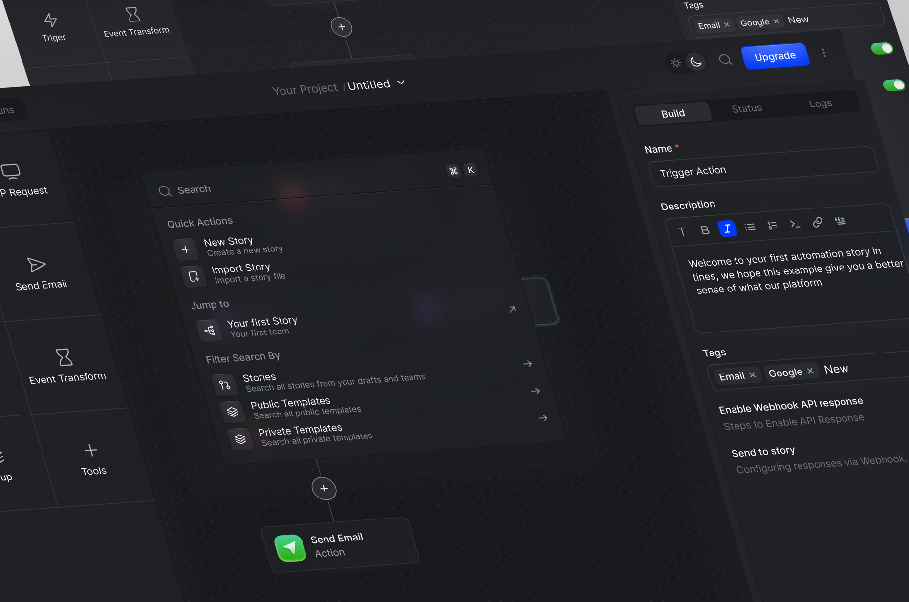 An automation took dashboard